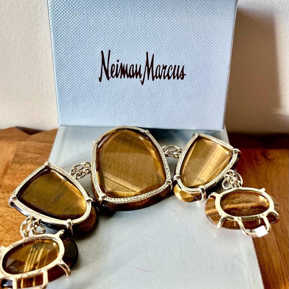 Kendra Scott Harlow 5-Station Faceted Tigers Eye Gemstones in Gold Bracelet - Picture 3 of 7